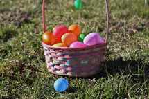 basket of plastic Easter eggs 