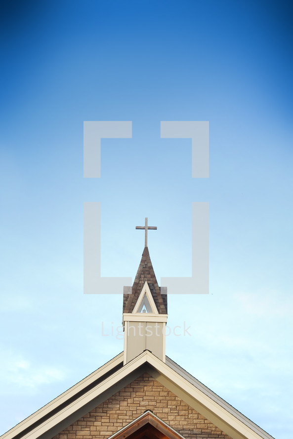 church steeple in a blue sky 