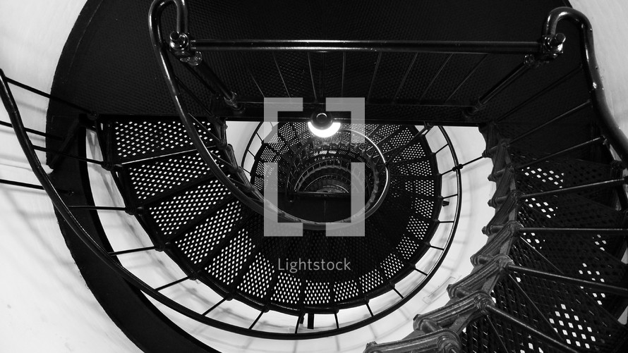 looking down a spiral staircase