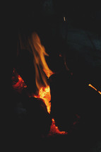 glowing coals in a fire 