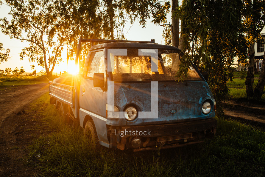 sunlight on an old truck 