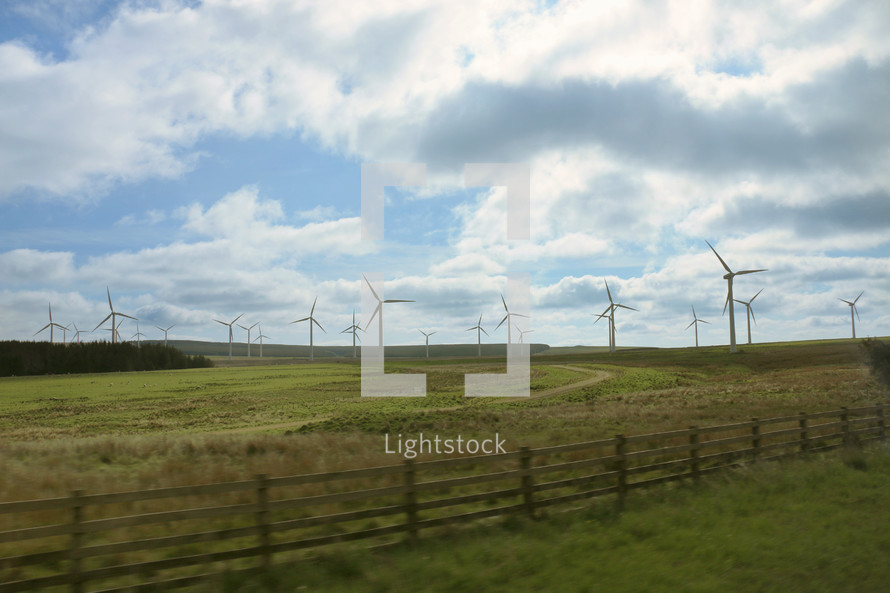 Wind turbines in a field 