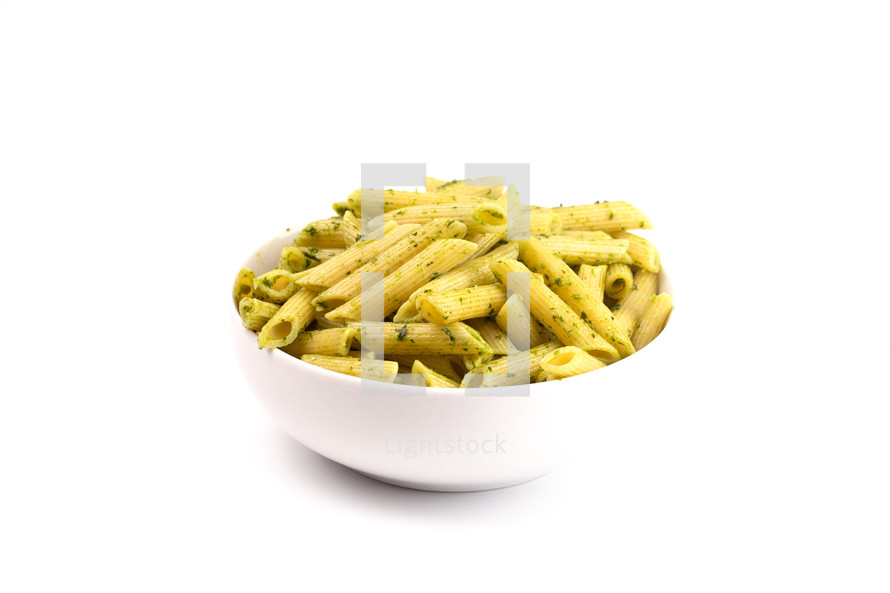 Bowl of Penne Pasta with Pesto Sauce