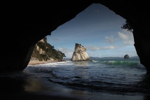 sea cave and waves 