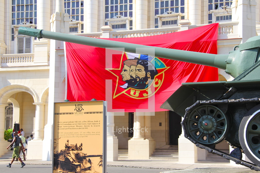 Revolutionary Cuabn UJC flag and tank