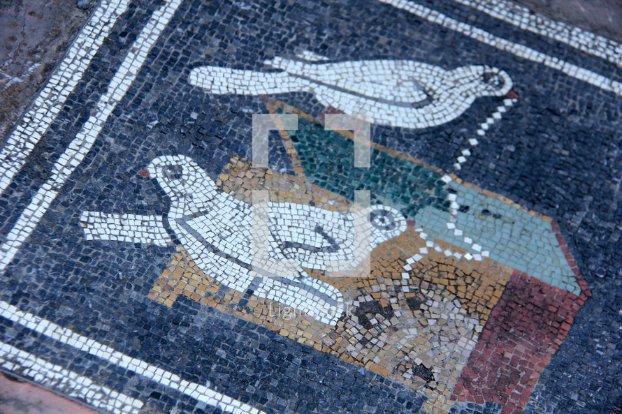 tile mosaic of doves 