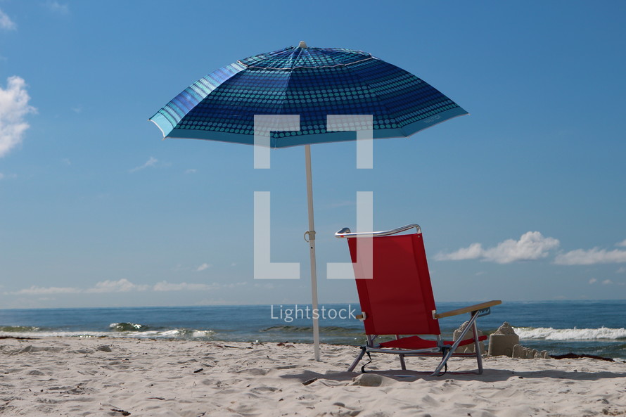 beach chair and umbrella 