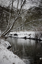 snow on banks of a stream 