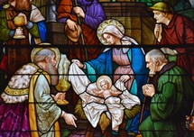 birth of Jesus stained glass window 