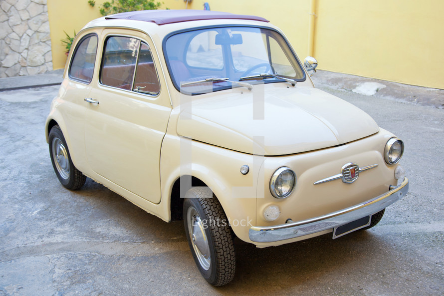 Florence, Italy - January 12, 2012: Fiat 500 was one of the most produced European cars ever with 3893294 units manufactured in years 1957-1975