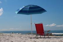 beach chair and umbrella 
