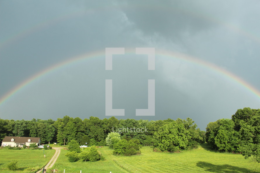 rainbow over a countryside 