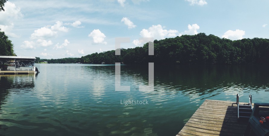 docks on a lake 