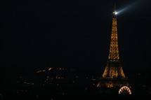 light from the Eiffel tower