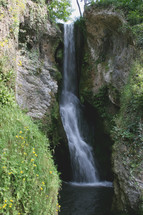 waterfall into a ravine 