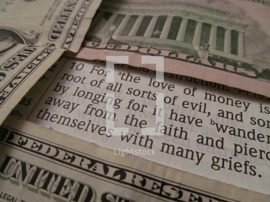 Bible verse - for the love of money is the root... — Photo — Lightstock