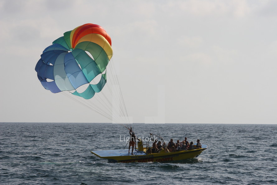 parasailing on the ocean 