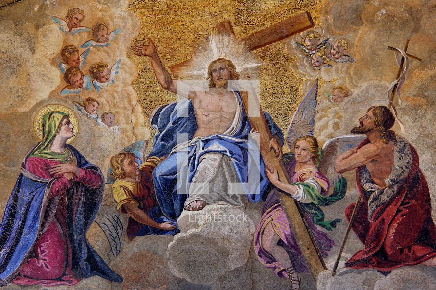 Golden Mosaic  of the crucifixion and resurrection of Christ