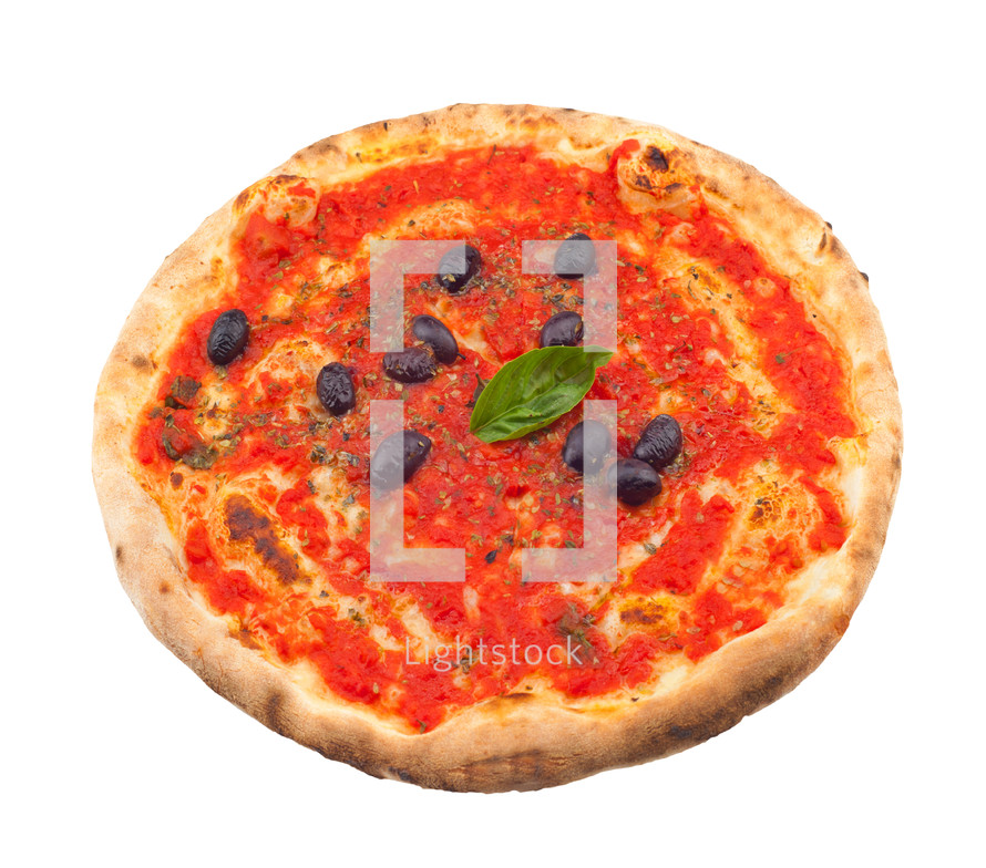 Pizza Marinara on white background