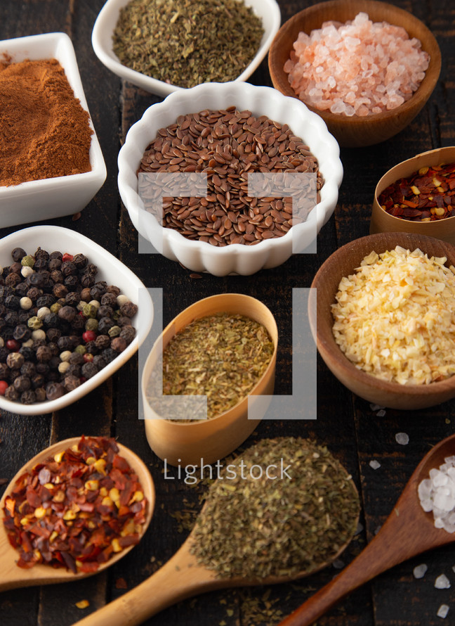 A Collage of Various Seasonings Spices and Herbs for Flavorful Cooking and Baking