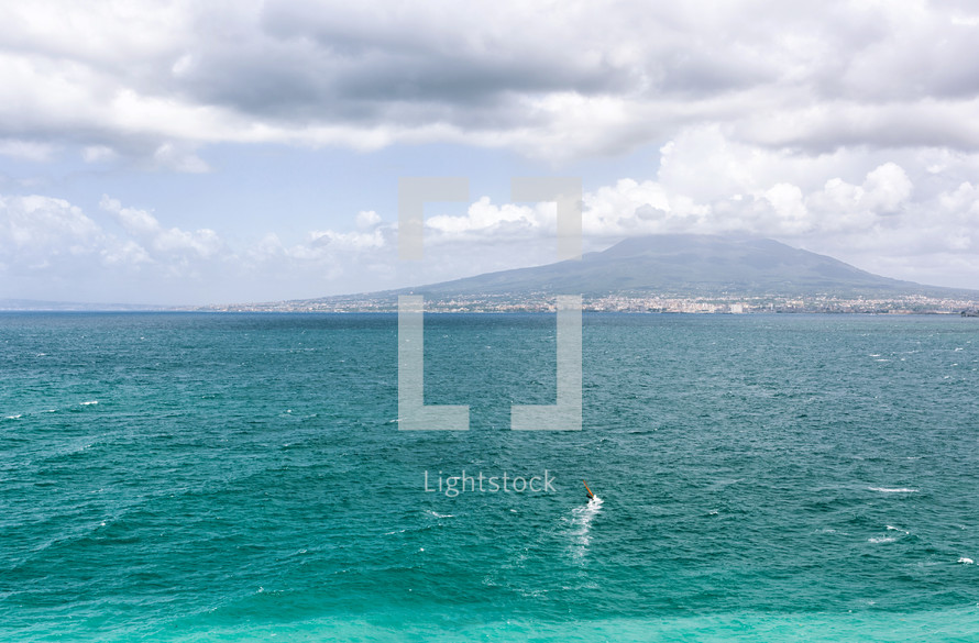 Naples and Vesuvius from Sorrento with Windsurfer