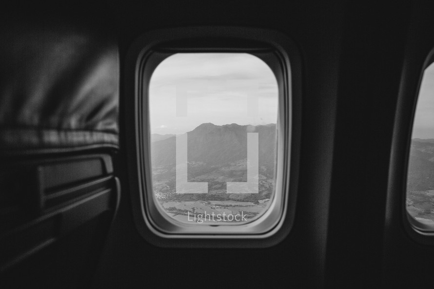 view out of an airplane window 
