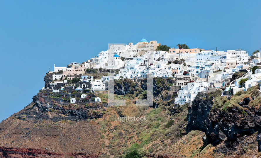 Large view of Imerovigli village in Santorini, Greece
