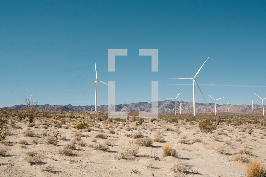 Windmills in the desert.