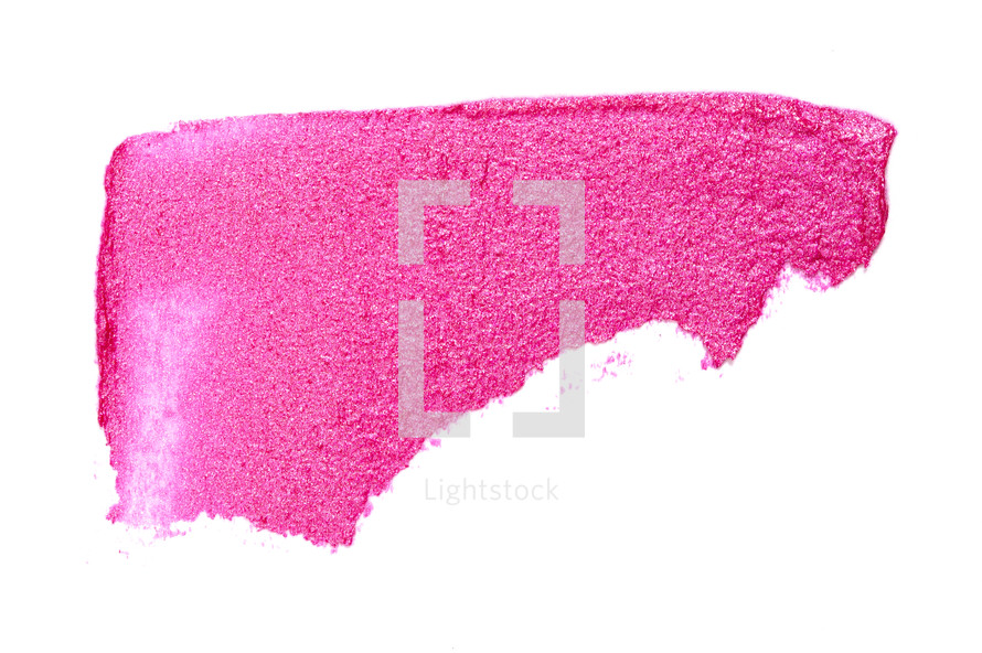 Single Smear of Lipstick and Lip Gloss Swatch Isolated on a White Background