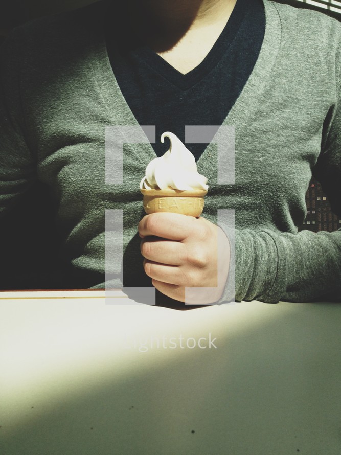 man holding an ice cream cone