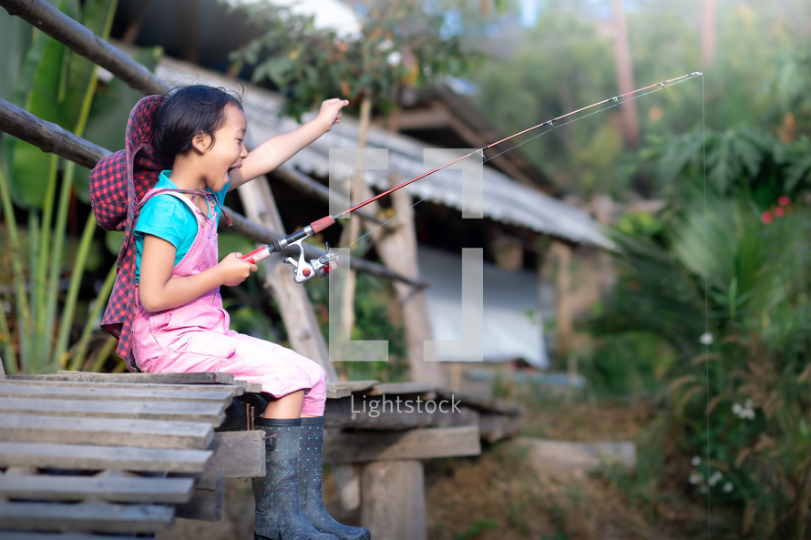 a girl fishing 