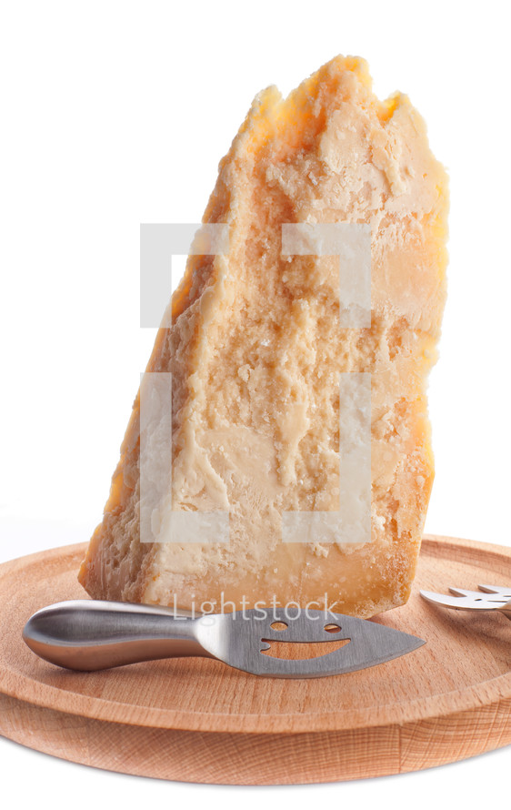 parmesan cheese on white background