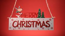 Merry Christmas sign decoration with red background