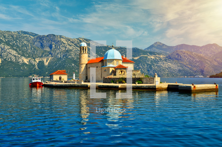 Our Lady of the Rocks Church Island in perast kotor bay montenegro. Gospa od Skrpjela