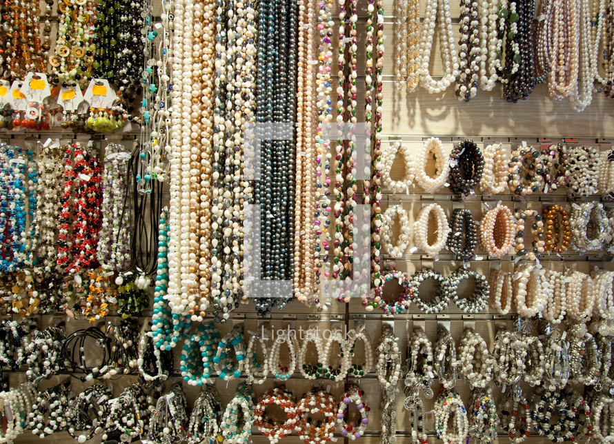 Pearls for sale in a market in Palma de Mallorca.