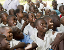 a group of smiling children in Africa 