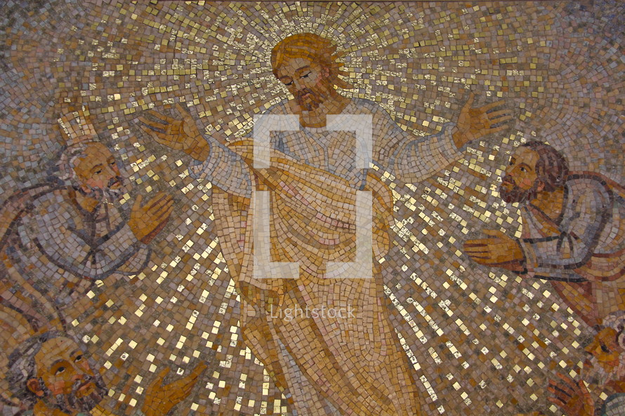 Tile mosaic of Jesus appearing to the disciples
