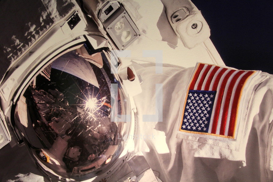 Astronaut's space suit with USA Flag 