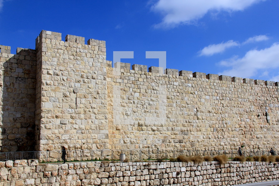 City wall around Jerusalem old city 