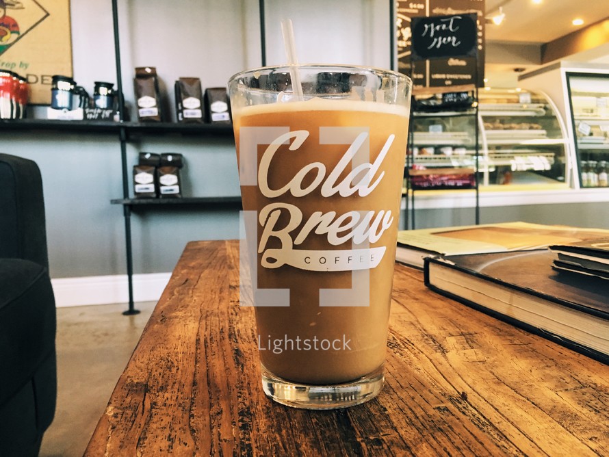 cold brew coffee on a table 