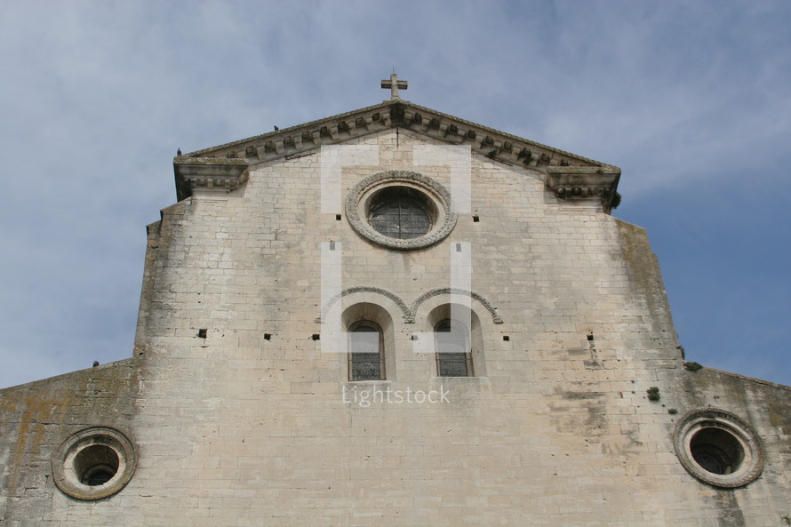 front side wall of a church
