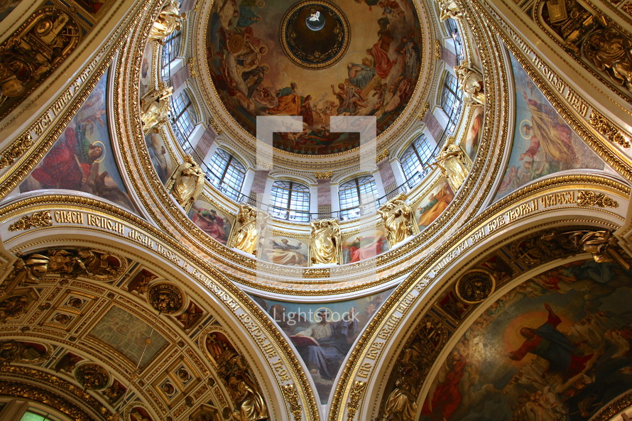 paintings on a dome in a cathedral 