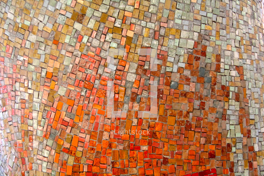 A tile mosaic of many colors.