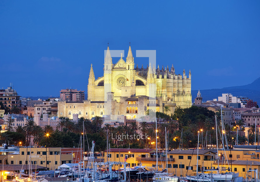 Cathedral Seu Seo of Palma de Mallorca at Balearic Islands in Spain.