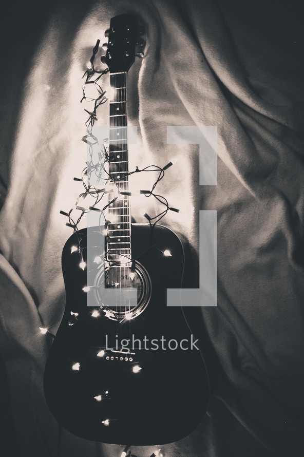 string of lights on a guitar 
