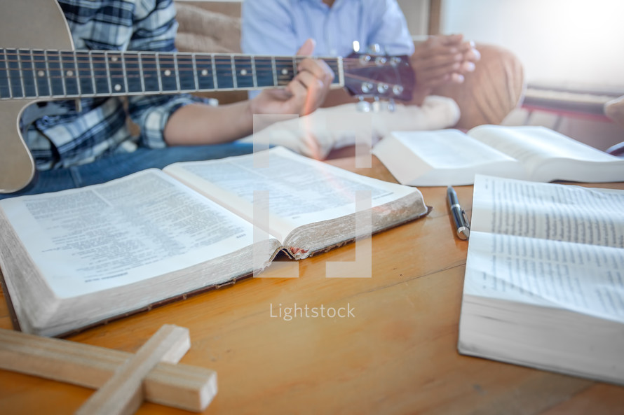 small group Bible study with worship music 