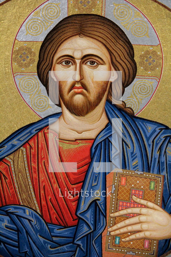 Painting of Christ on the ceiling of an Albanian Orthodox Church