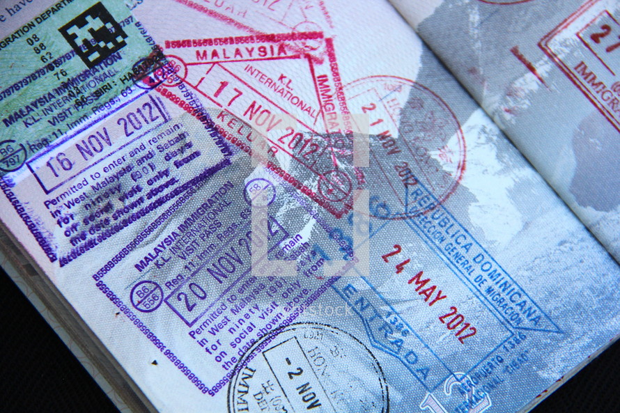 Passports with border crossing stamps 