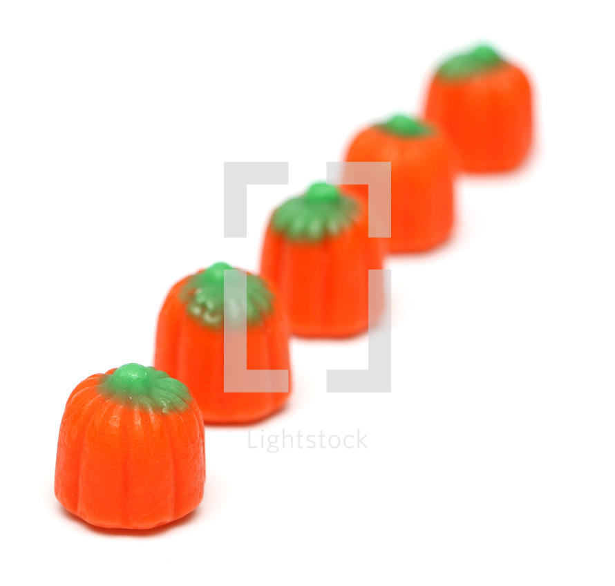 row of candy pumpkins 