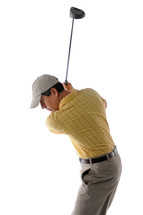 male golfer swinging the club 